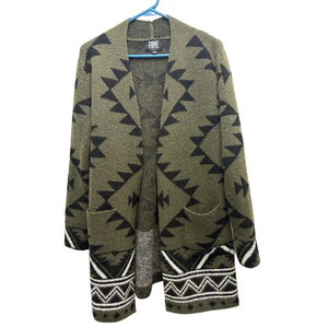 FRYE Aztec Boho Cardigan Open Sweater With Pockets Size Small Oversized